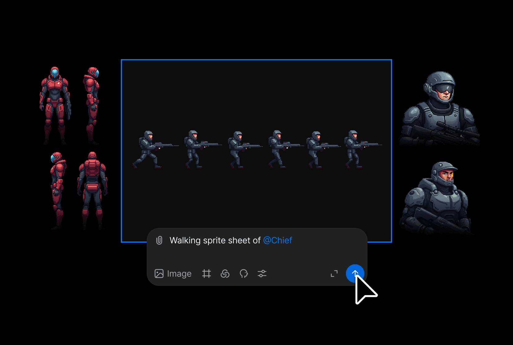 캐릭터 턴어라운드 및 스프라이트 시트